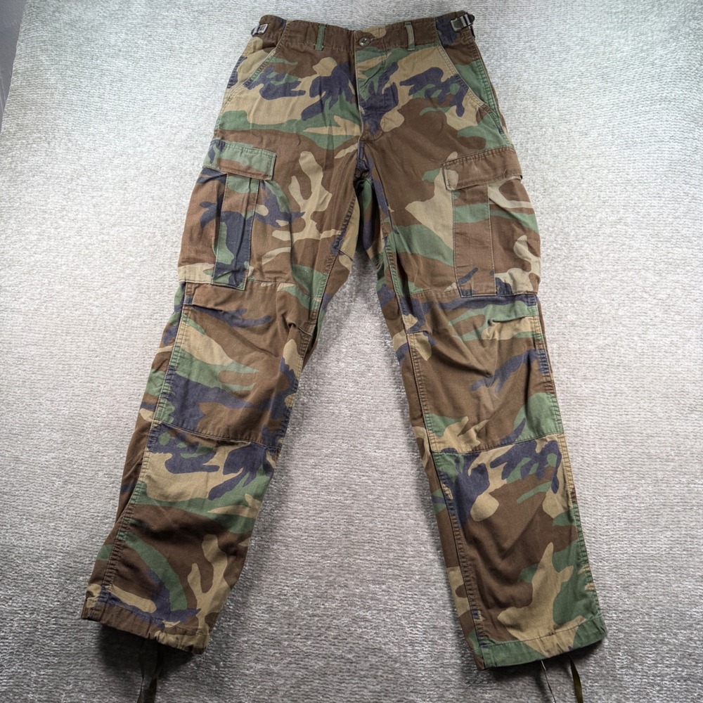 US Military BDU Cargo Pants Woodland Camo Small Regular Green Vintage Streetwear